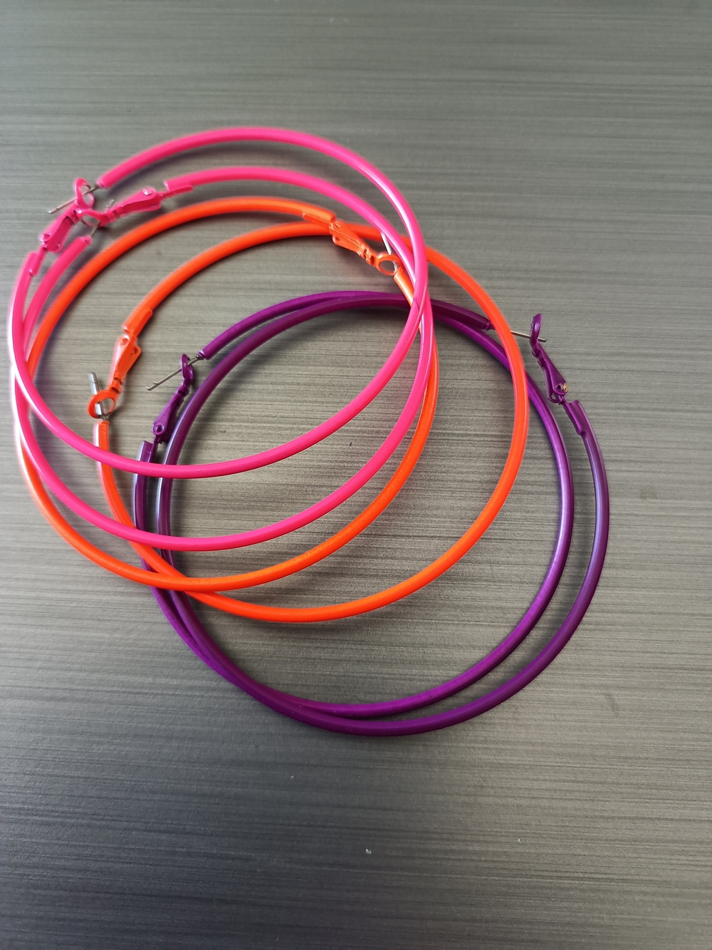Neon Hoop Earring Set - Pink, Orange, Purple